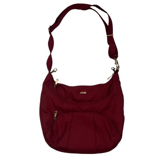 TRAVELON Anti Theft RFID Maroon Crossbody Bag - Picture 1 of 15
